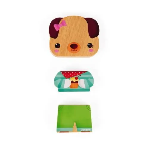Jeu d'association et d'imagination en bois magnétique - Funny magnet animaux de la ferme - JANOD-1