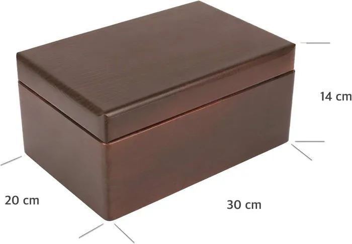 Boîte de Rangement en Bois Marron - 30 x 20 x 14 cm - avec Couvercle - Boîte Caisse Malle Coff-3