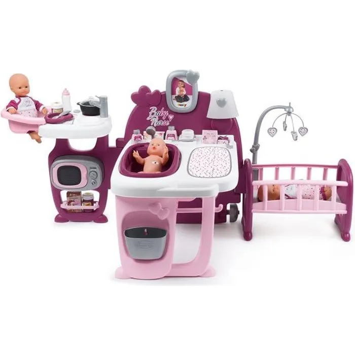 SMOBY - Baby Nurse Grande Maison des Bébés - Cuisine, Salle de Bain, Chambre - 23 Accessoires-0