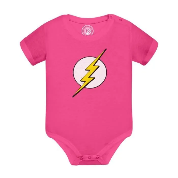 Body Bébé Manche Courte Rose Flash Super Héros BD Film Geek-0