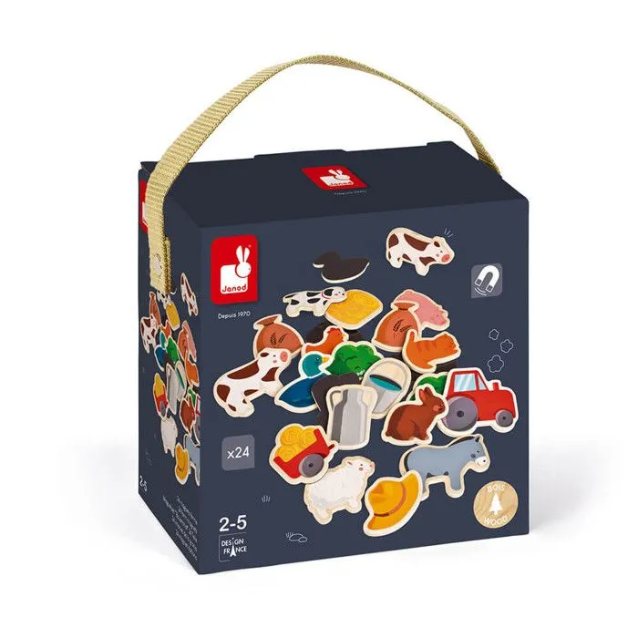 Magnets en bois - JANOD - Ferme - 24 pièces-5