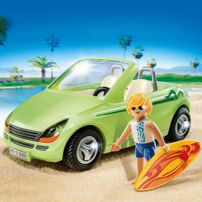 PLAYMOBIL - Surfeur et voiture décapotable - Summer Fun - En Route - Mixte - 6069-1