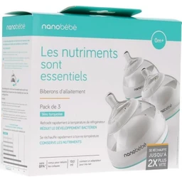 Nanobébé Biberons d'Allaitement 0 Mois+ Pack de 3x150ml-0
