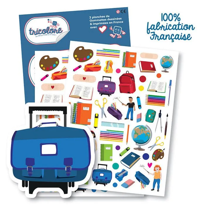 Gommettes - Ecole - Crayons - Cahier -  Cartable - Rentrée des classes -110 pièces-0