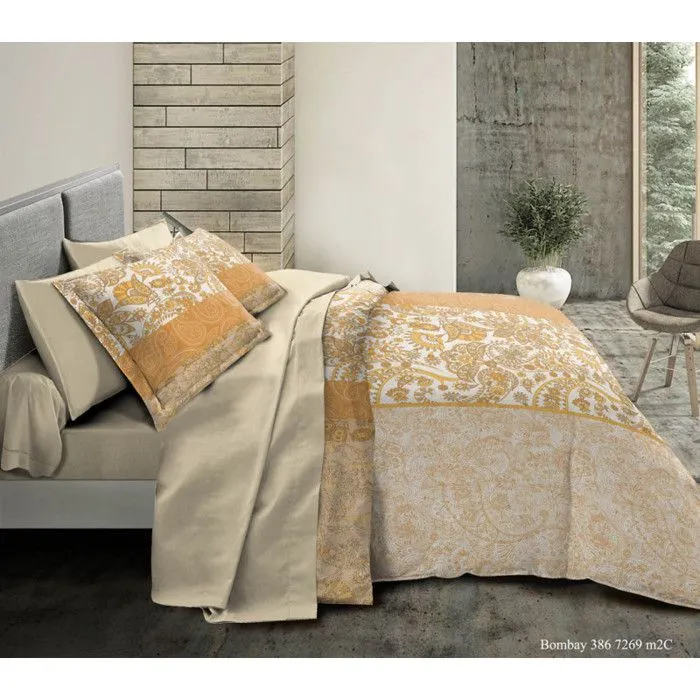 Pack complet Bombay housse de couette pour lit 140 x 190 cm 100% coton / 57 fils/cm²-1