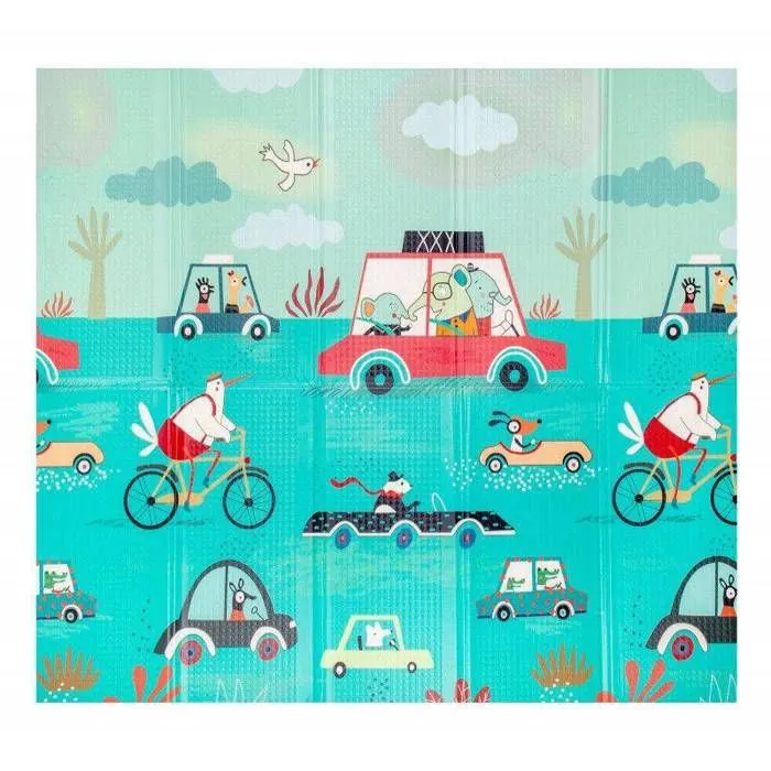 Tapis d éveil Pliable Réversible Bébé PREMIUM Mer & Voiture - 180 x 200 cm - Géant - Kidolo-1