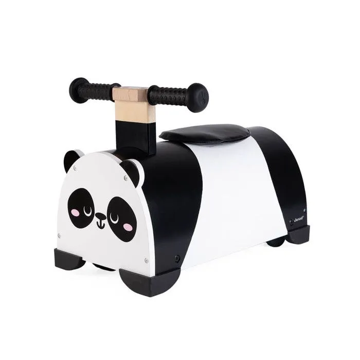 Porteur en bois Panda - JANOD - 4 roues - Blanc - 109x75x84cm-1
