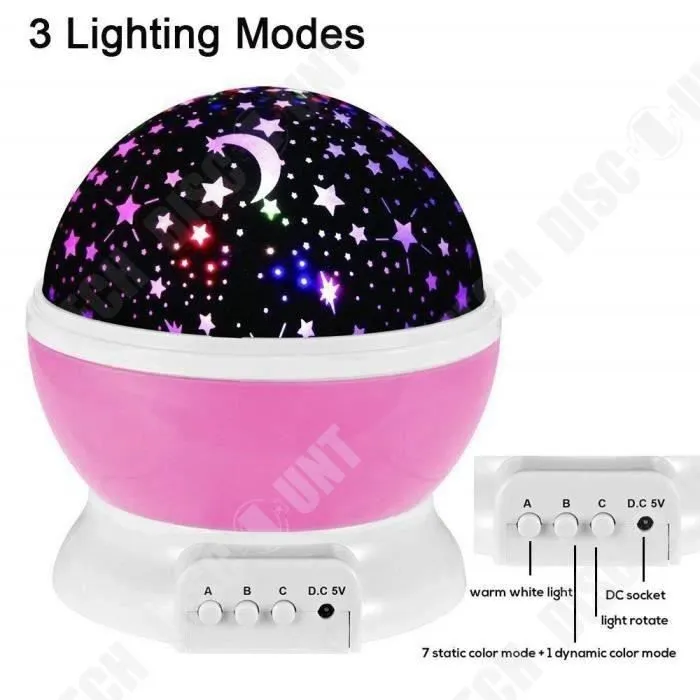 TD® LED Rotatif Dream Starry Sky Lampe USB Starry Sky Projecteur Lampe Chambre 3D Night Light Starry Projecteur-3