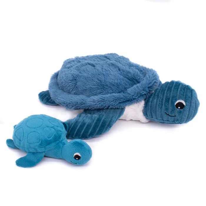Peluche Ptipotos tortue maman/bébé bleue-1