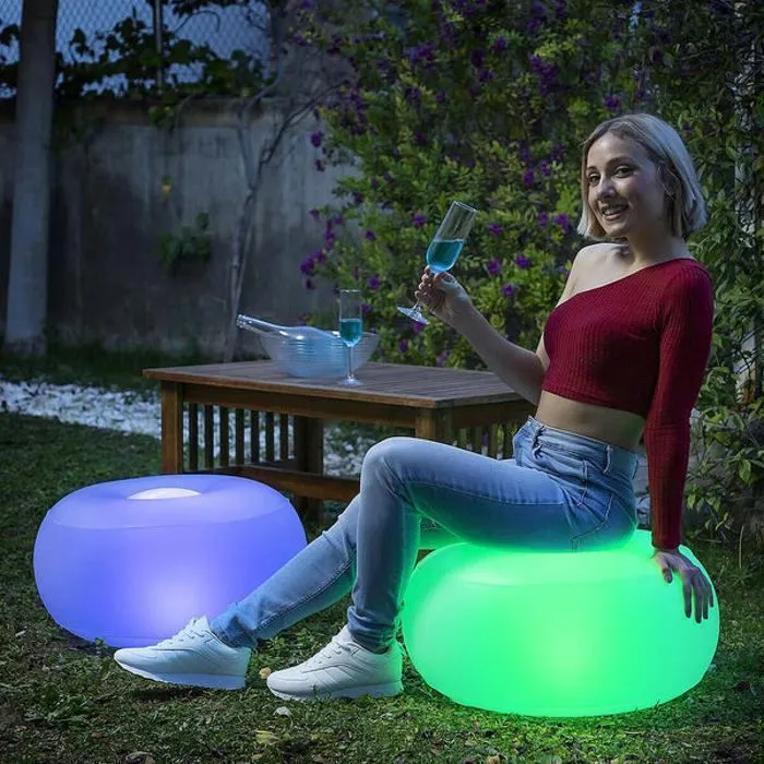 Fauteuil gonflable - InnovaGoods - Rond - LED multicolore - Résistant à l'eau - Portable-4