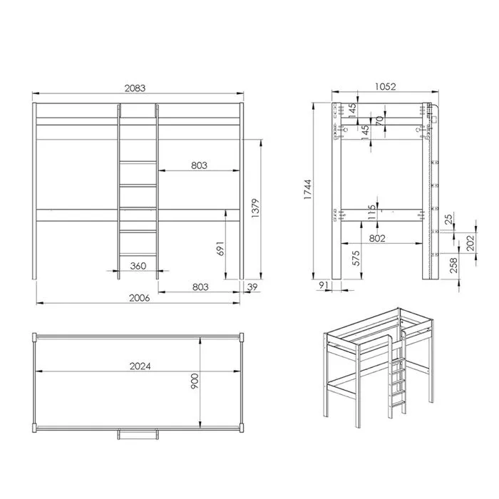 PINO Lit combiné 90x200cm-2