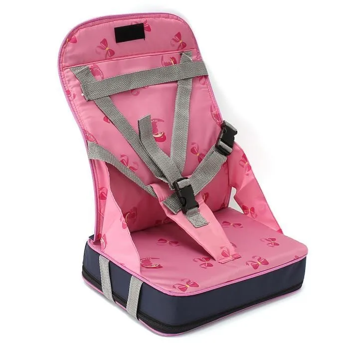 Réhausseur Siège de Table Pliable Portable + 5-Point Harnais Sécurité Chaise Repas Voyage - Bébé Enfant - Rose-3