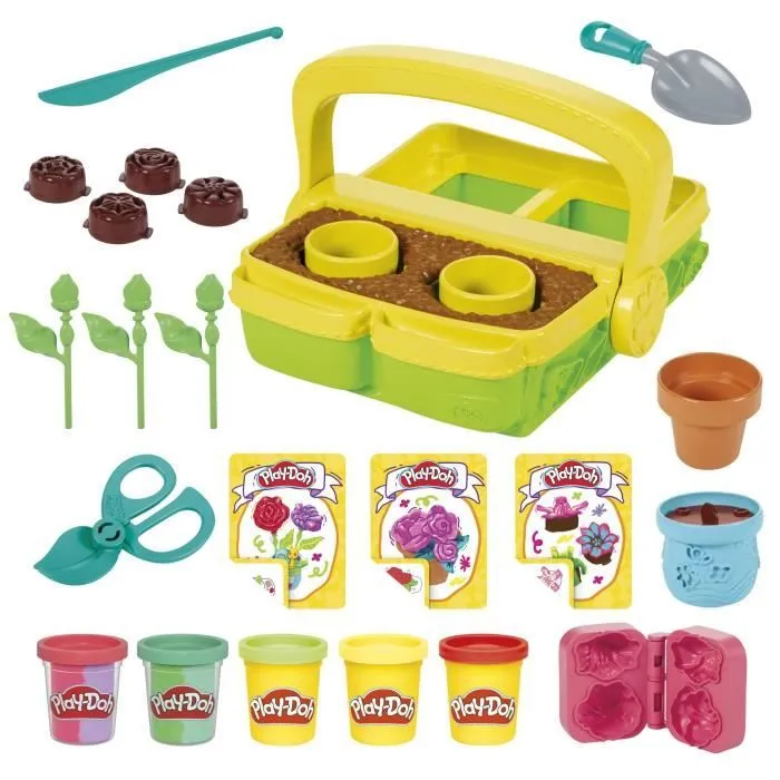 Play-Doh Mon jardin de fleurs, coffret de pâte à modeler inspiré du jardinage et de la nature, loisirs créatifs pour enfants, dès 3-6
