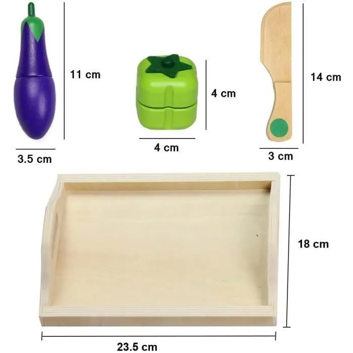 Ototon® Fruits et Légumes Jouets Bois Legumes à Découper Aliments Jouet Jeux D'imitation Cuisine en Bois Jouet pour Enfants-3