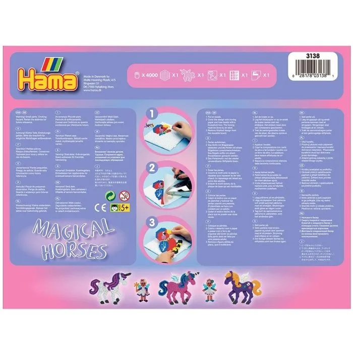 Boîte cadeau HAMA - Les Chevaux Magiques - 4000 perles + 2 plaques - Jouet créatif pour enfant de 5 ans et plus-4