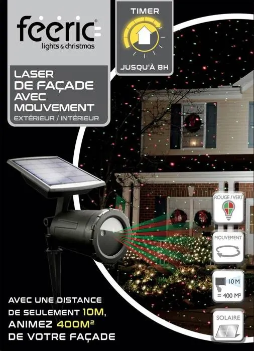 Laser extérieur solaire mouvement points rouge/vert + transfo Feeric lights & christmas-0