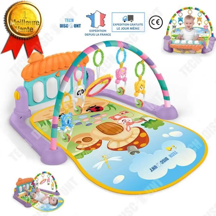 TD® tapis aire d'éveil Support musical bébé fille garçon chansons jouets jardin enchanté naissance piano miroir suspendu haute quali-0