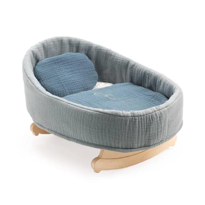 Berceau à bascule Blue Dream - DJECO - Pour poupons de 30 à 36 cm - Housse en tissu-1