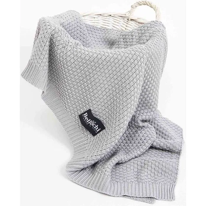 Bellochi Premium Couverture Bébé Naissance - 100% Bambou - Douce Couverture Bebe Ete pour une Fille ou un Garçon - 100x80 cm -Grise-0