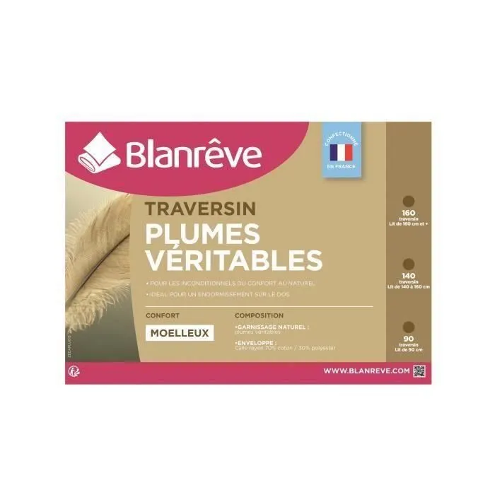 BLANREVE Traversin Plumes 160 cm-0