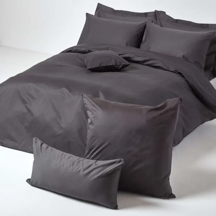 Taie d'oreiller 80x80 cm 100% satin de coton égyptien 1000 fils coloris Gris foncé-3