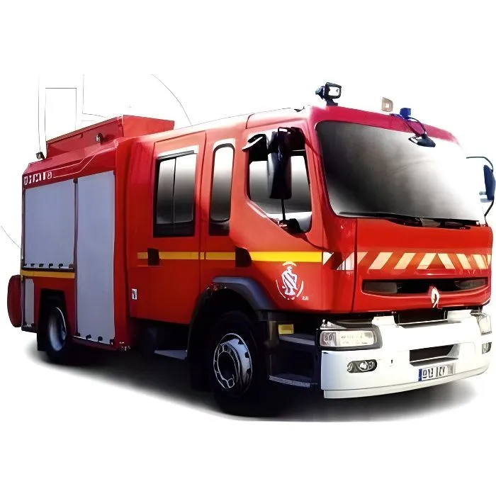 Miniature automobile - BBURAGO - Renault Premium - Pompier - Rouge-0