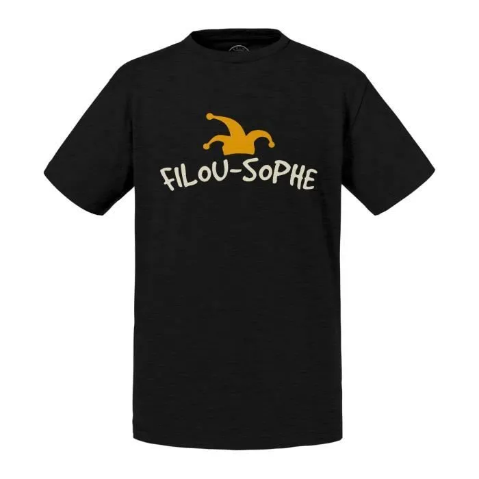 T-shirt Enfant Noir Filou-Sophe Philosophe Humour Jeu de Mot-0