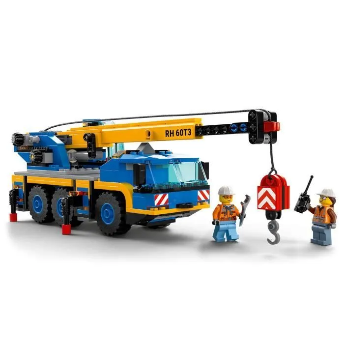 LEGO City La Grue Mobile 60324 - Camion Jouet Engin de Chantier avec Plaque de Route - Cadeau Garçons et Filles 7 Ans-1