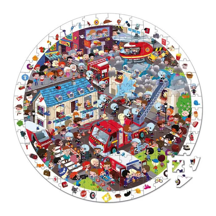Puzzle observation Pompiers 208 pcs - JANOD - Jeu 2 en 1 - Développe la concentration-2
