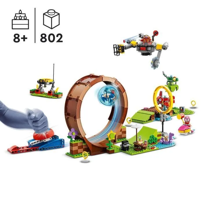 LEGO® Sonic the Hedgehog 76994 Sonic et le Défi du Looping de Green Hill Zone, Jouet pour Enfants avec 9 Personnages-1
