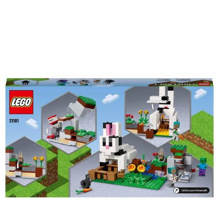LEGO 21181 Minecraft Le Ranch Lapin, Jouet, avec Figurines Animaux de la Ferme, Zombie, TNT, Garçons et Filles Dès 8 Ans-5