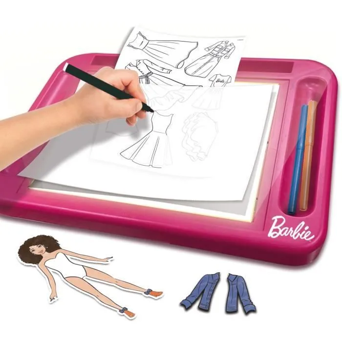 Atelier de mode - Table Lumineuse - LISCIANIGIOCHI - BARBIE - Poupée Barbie, Matériel Créatif-2