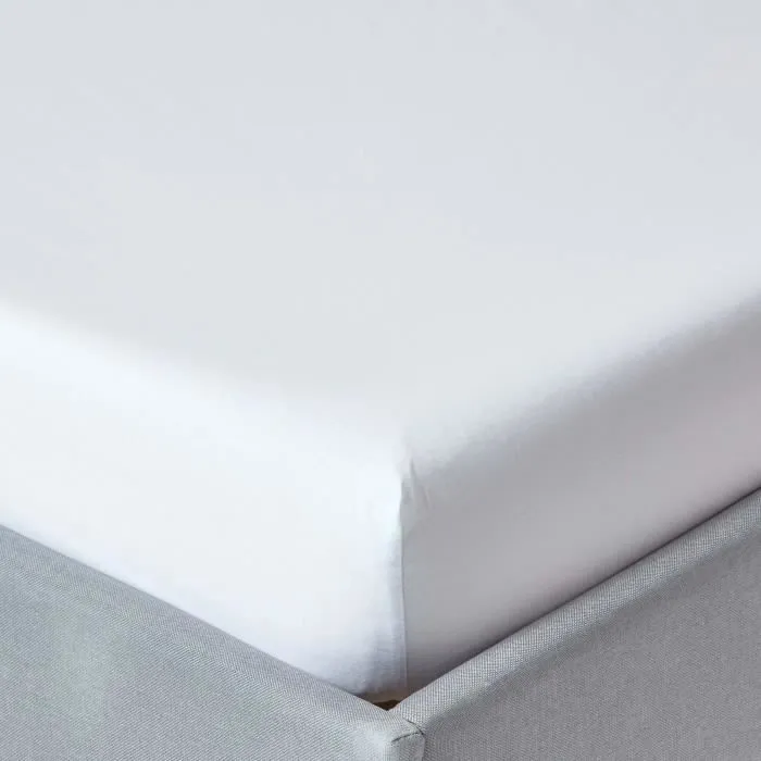 Drap-housse - Coton Égyptien - 150 x 200 cm - Blanc - 200 fils - Thermorégulateur-0