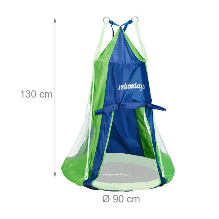 Relaxdays Tente pour balançoire en nid revêtement Housse à suspendre accessoire jardin,bleu-vert, 90 cm-3