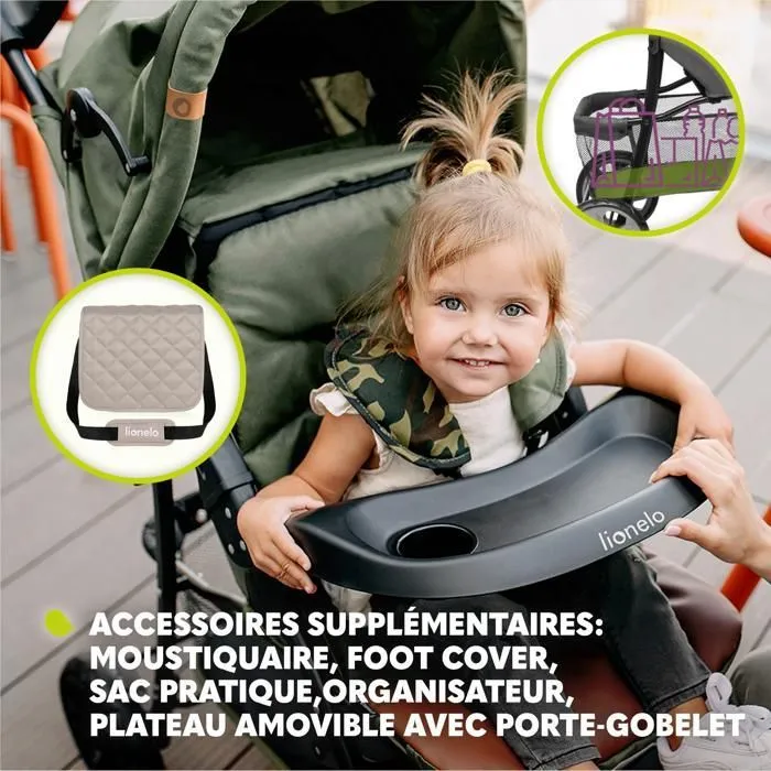 Poussette canne légère LIONELO Emma - Plage rapide - 6-36 mois - Sac inclus - Grand panier - Beige-2