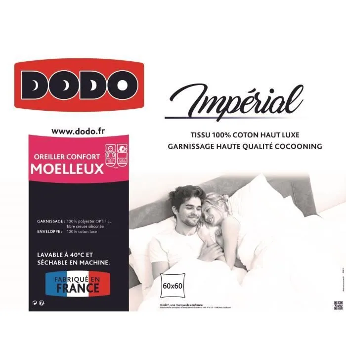 DODO Oreiller moelleux Imperial - 60 x 60 cm - Blanc-2