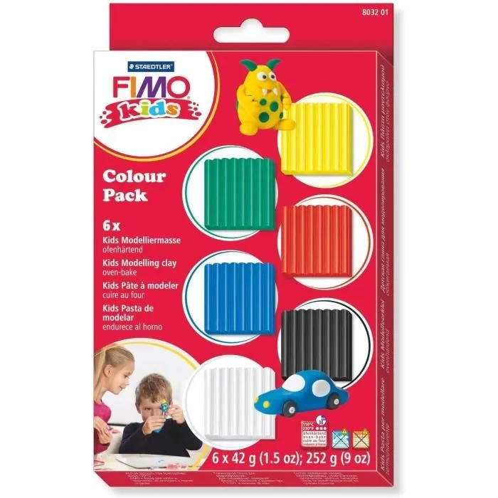 Staedtler FIMO Kids, Assortiment de 6 pains de pâte FIMO ultra-souple de couleur vive et primaire, Spécialement-0