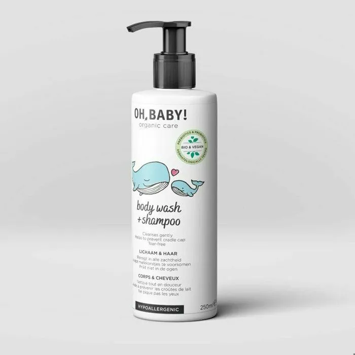 Oh, Baby! Gel Douche & Shampoing Bio Bébé 2 en 1 – 250 ml – Soin Ultra-Doux Sans Savon – Peau et Cheveux Sensibles-1