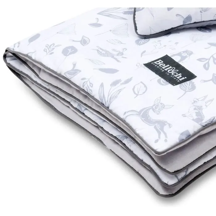 Bellochi Set de Couette Bebe 75x100cm et Coussin Enfant 30x40 cm - Réversible et Lavable - 100% Coton - Forêt-2