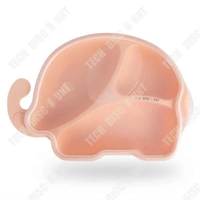 TD® Vaisselle pour enfants couvercle transparent assiette pour enfants dessin animé éléphant mignon bébé assiette divisant-0