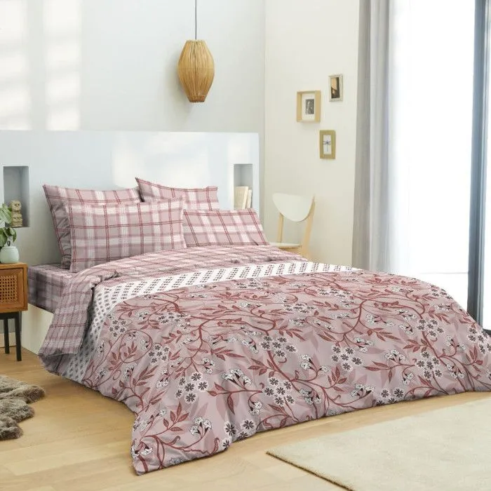 Pack complet housse de couette réversible pour lit 140 x 190 cm Liberty rose-0