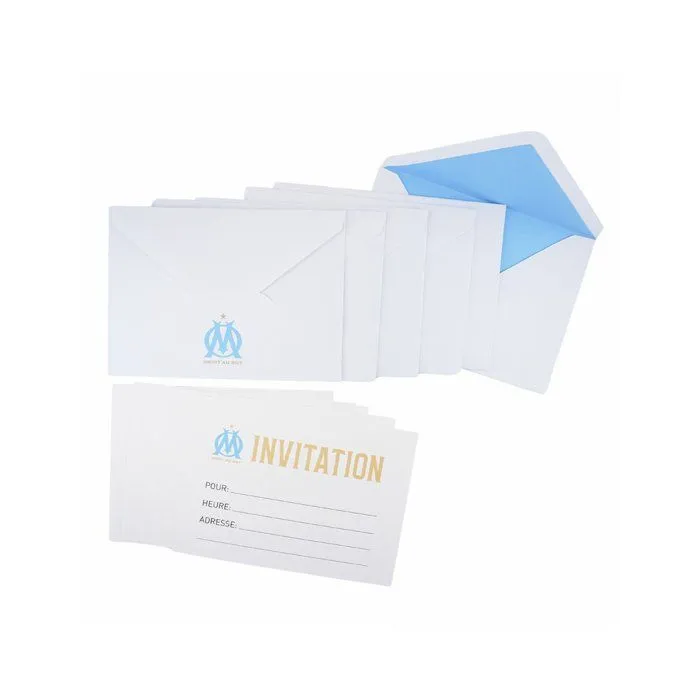 Cartes d'invitation - Olympique de Marseille - 6 cartes + enveloppes - Collection officielle - Mixte - Blanc-0