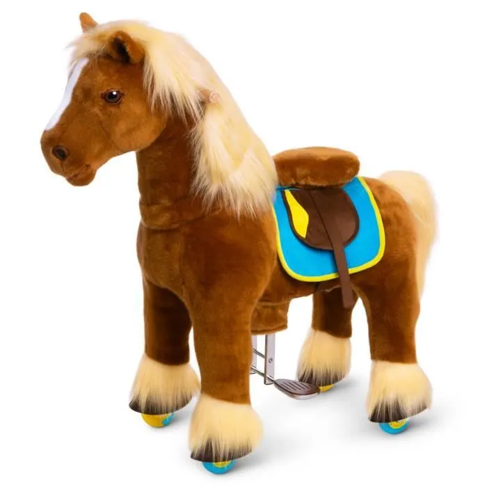 PonyCycle - Modèle X - Cheval Jouet Mécanique à Roulettes avec Frein - Taille 4 pour 4-8 ans - Brun-0