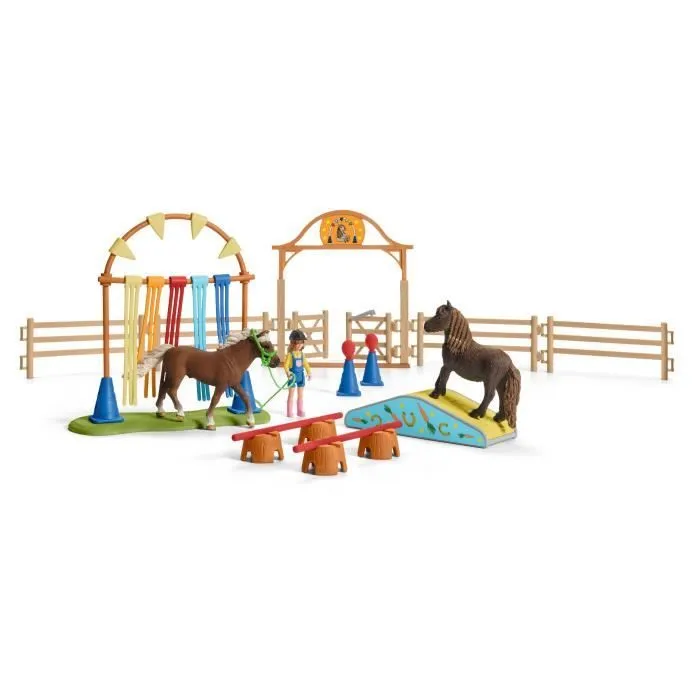 Coffret d'Entraînement Agilité Équestre avec Cheval Schleich, Dresseur et Accessoires - Ensemble Équestre de 41 Pièces - Cadeau-1