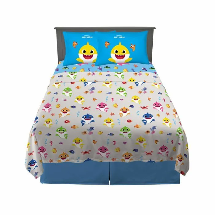 Franco - NB1018 - Parure de lit en Microfibre Super Douce pour Enfant, lit Double, bebe Requin-0