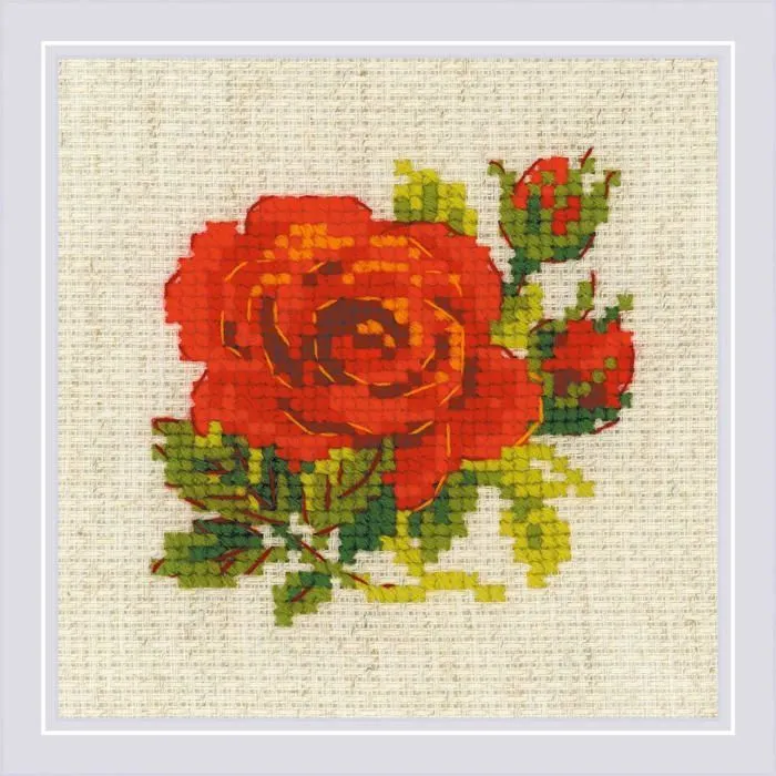 Jeu de mode - couture - stylisme Riolis - 1843 - Kit point de croix - Rose rouge-0