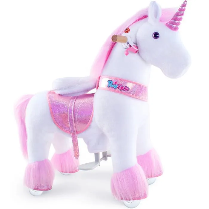 PonyCycle Modèle U à enfourcher Animal qui marche Peluche licorne rose à roulettes avec frein Taille 3 pour les 3-4 ans Ux302-0