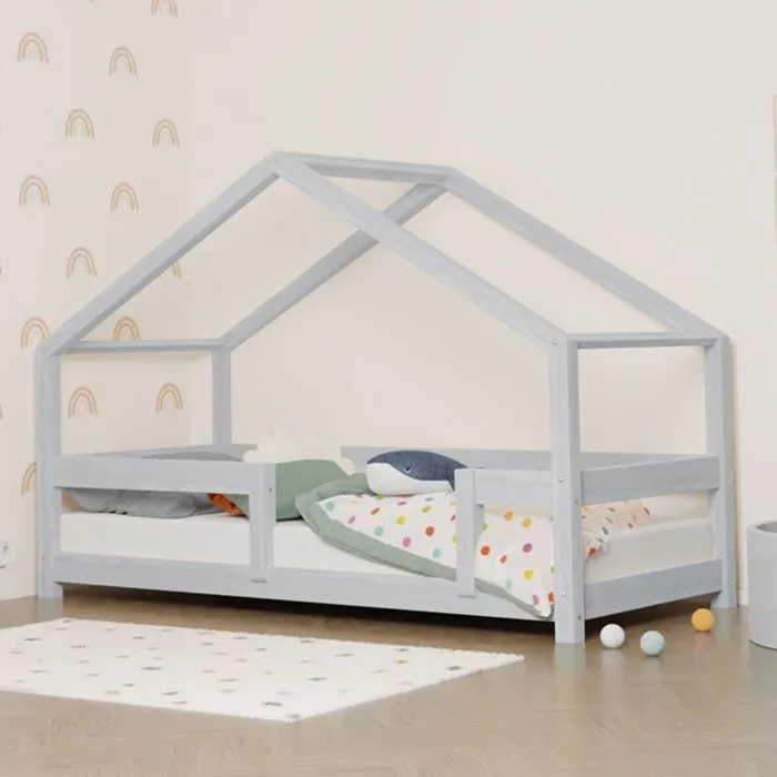 Lit cabane enfant LUCKY 80 x 180 gris clair-1