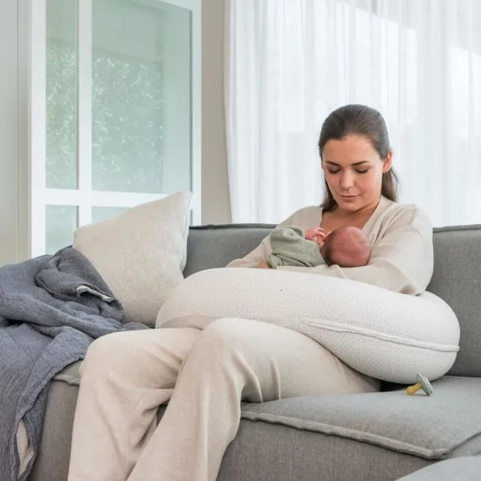 doomoo Coussin de maternité et d'allaitement Buddy - Confort optimal pour maman et bébé, Silver Dots-3