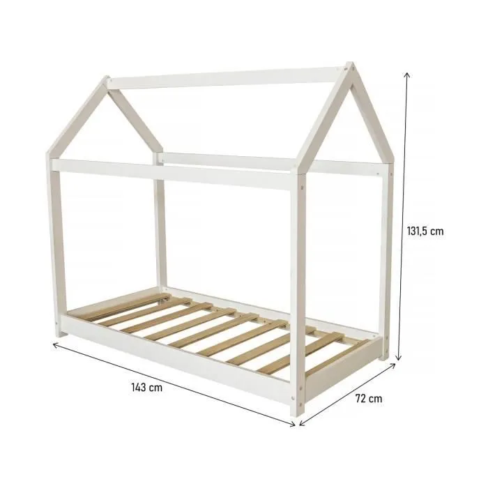 Lit Cabane pour enfant "Camilla" - 140 x 70 cm - Blanc-2